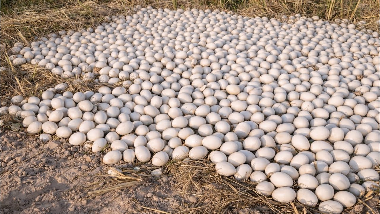 Wow Wow Skilled farmers have harvested a large amount of duck eggs in the rice fields