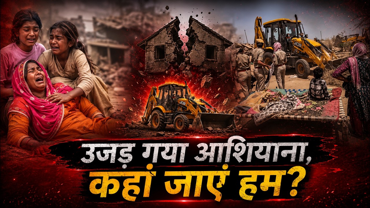 JCB के आगे बिलखती मां-बेटियां, बुलडोजर कार्रवाई का Video Viral