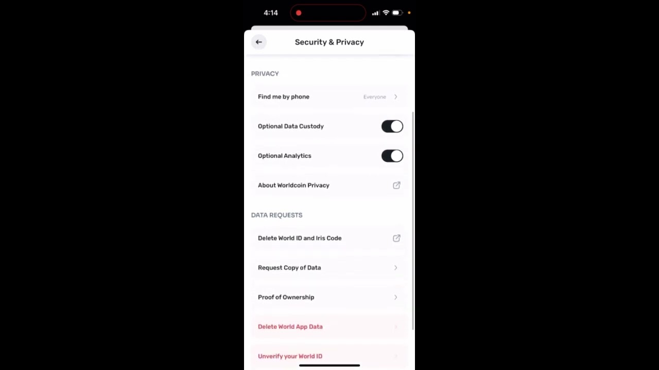 How to delete World ID and iris code in World app?