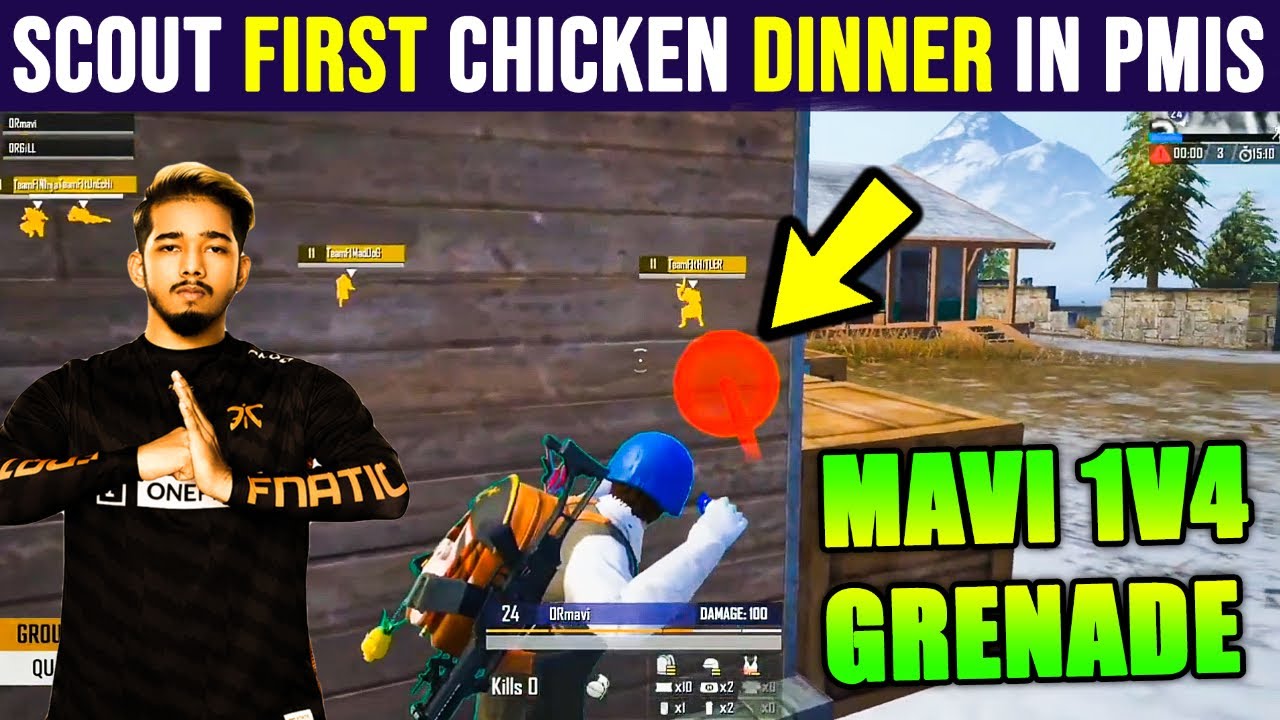 OR Scout First Chicken Dinner In PMIS | Mavi 1v3 Grenade Kills | Team OR Domination