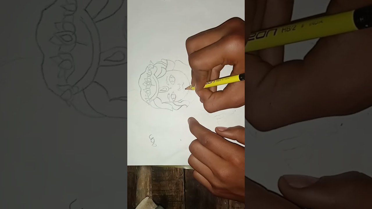Bal Krishna Drawing, How To Draw Lord Krishna With Grid Method, Step By Step Tutorial
