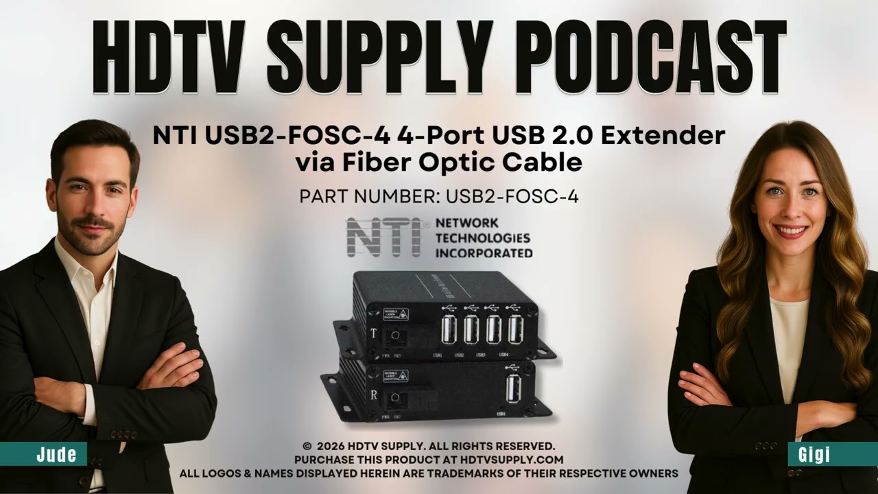 NTI USB2-FOSC-4 4-Port USB 2.0 Extender via Fiber Optic Cable