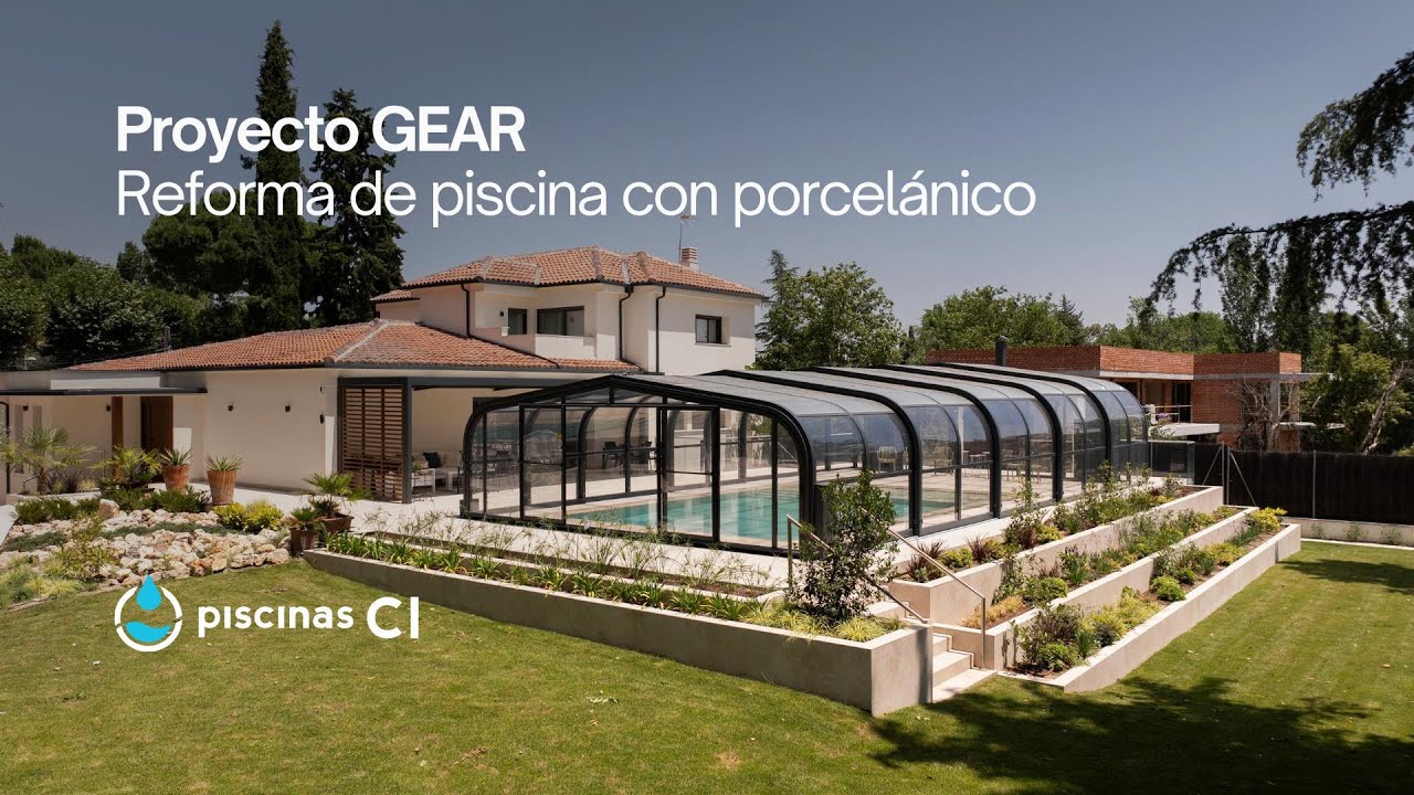 Reforma de piscina cubierta con porcelánico | Proyecto GEAR | 10 x 6 metros | Cubierta telescópica