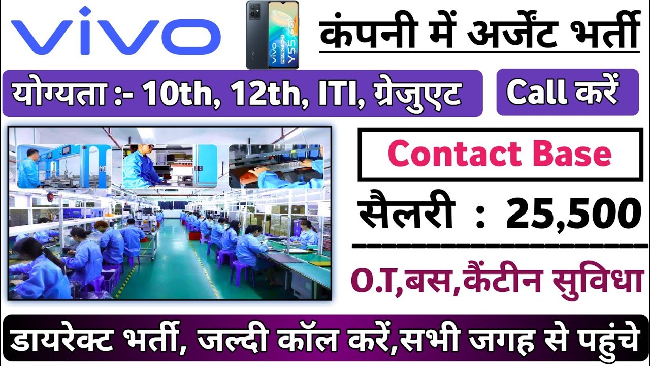 Vivo Company Job Vacancy । Vivo Company Noida Job Vacancy । Job in Vivo । Jobs in noida for freshers