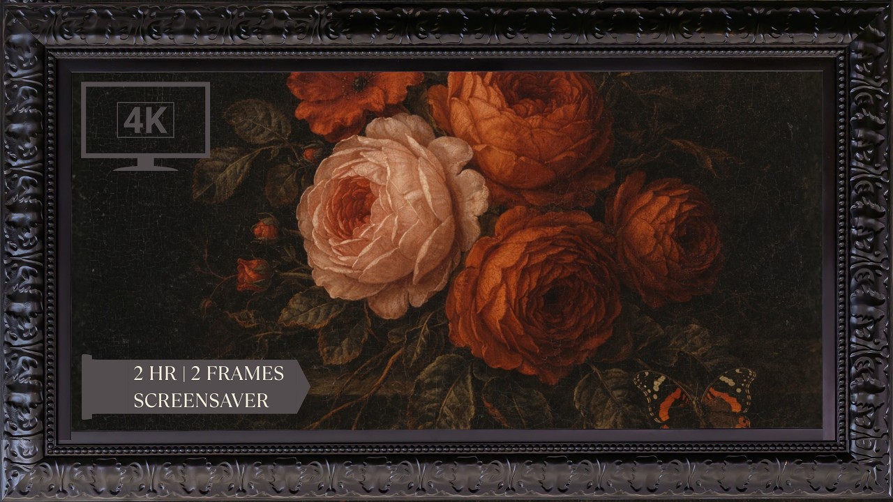 Gothic Roses - 4K Fine Art TV Screensaver | 2 Frame Options | 2 Hour Video, No Sound