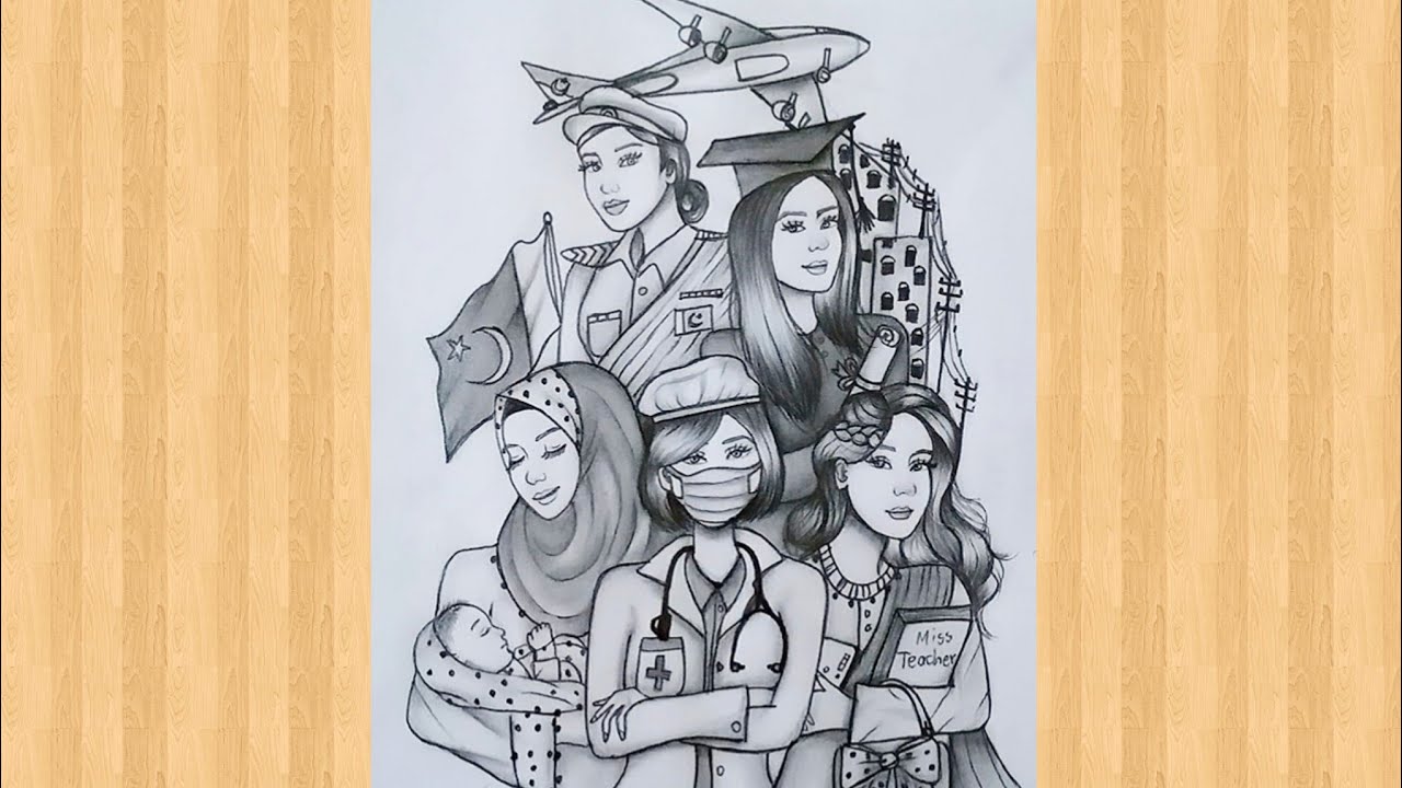 Women's Empowerment drawing.Women's day drawing