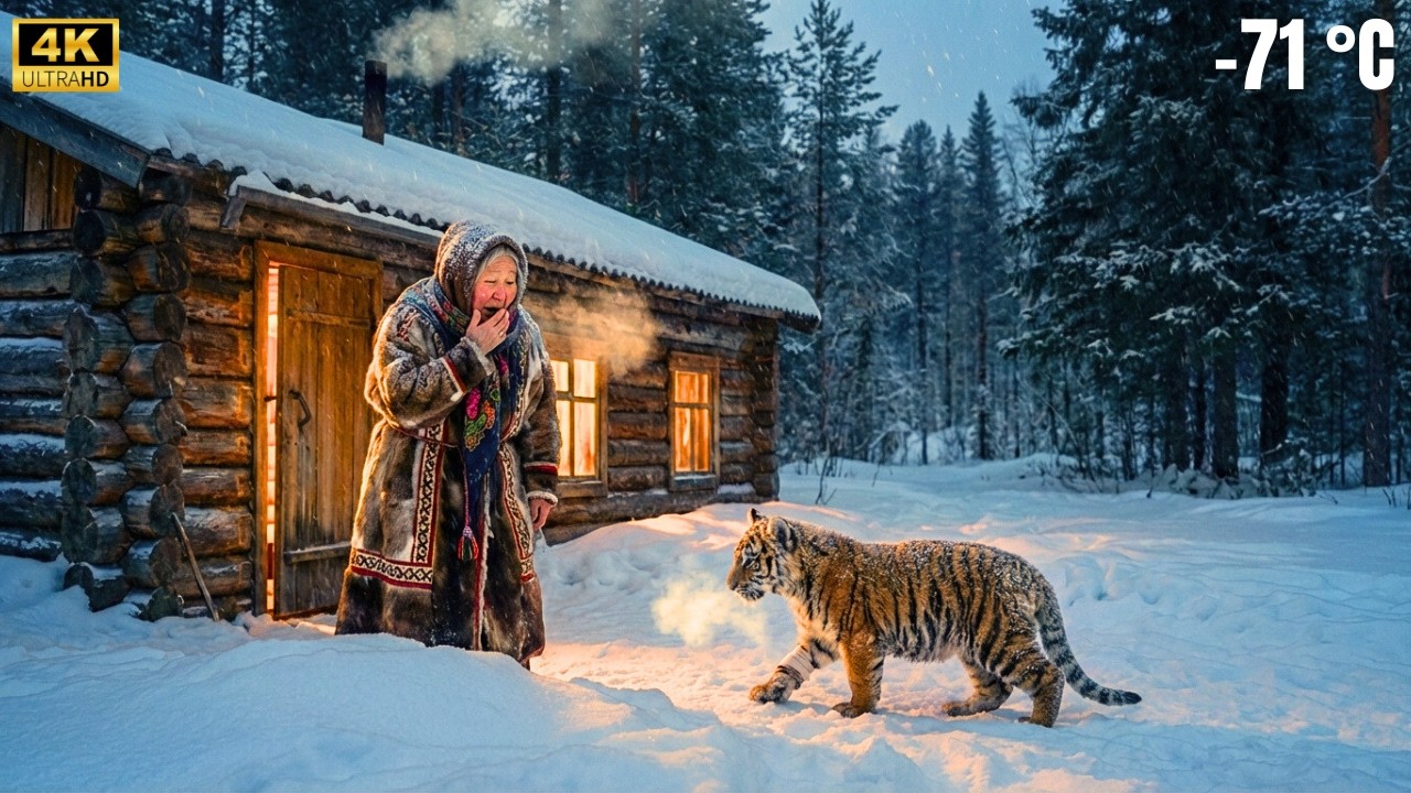 An Amur Tiger Cub Limped to an Old Woman’s Cabin… Something Followed in the Snow (-71°C) 🐯❄️