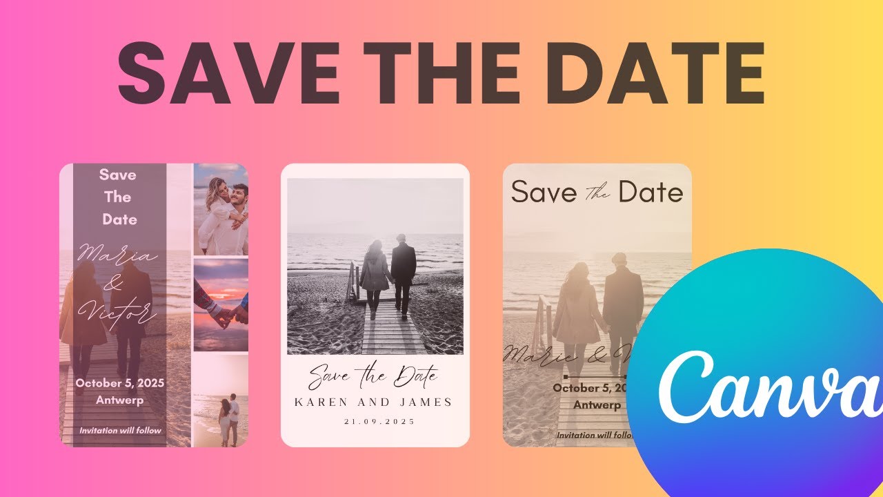 How to create these Save the Date/Invitations in Canva