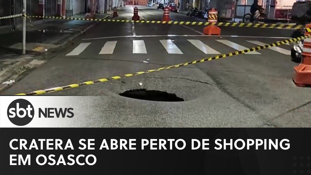 Cratera se abre próximo ao Osasco Plaza Shopping, um dia após desabamento | #SBTNewsnaTV (10/03/23)
