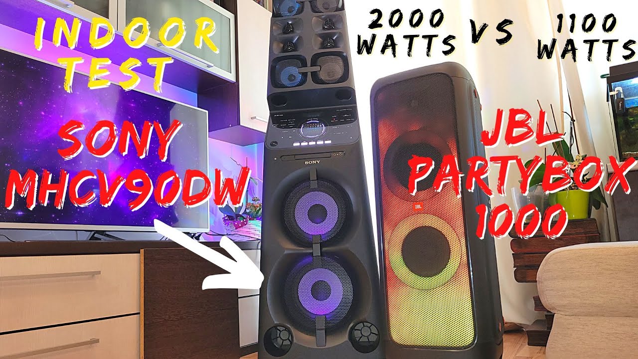 JBL Partybox 1000 vs Sony v90dw - BASS Sound Battle! Sony MHCV90DW VS JBL Partybox 1000 Indoor test