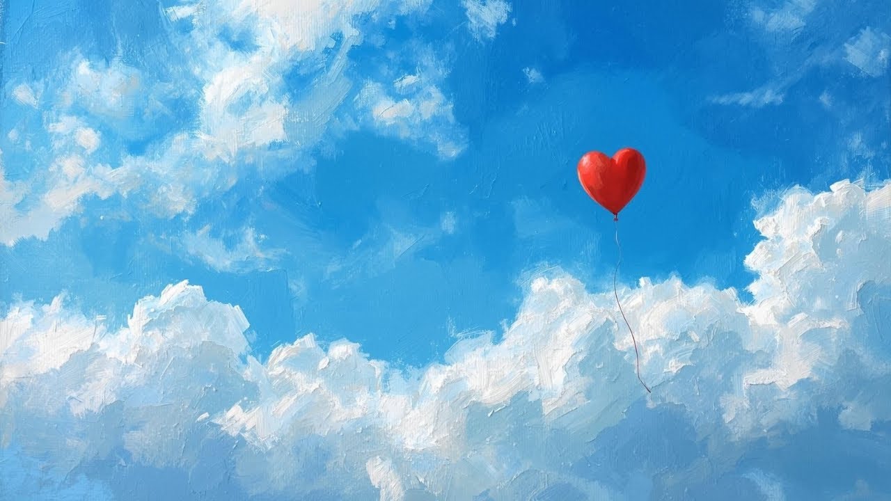Red Heart Balloon in Blue Sky #samsungtvart #samsungframetv #frametvscreensaver #romantictvart