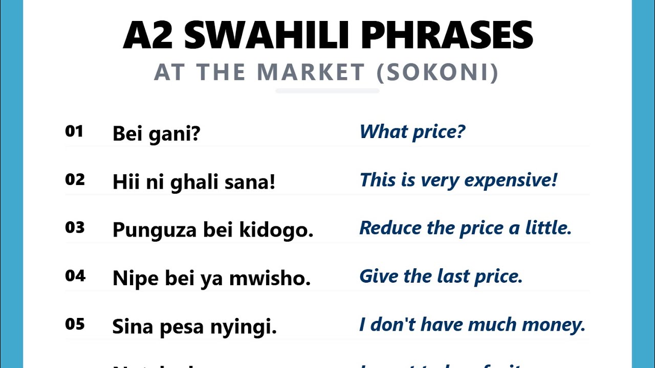 Swahili A2 phrases: At the market 