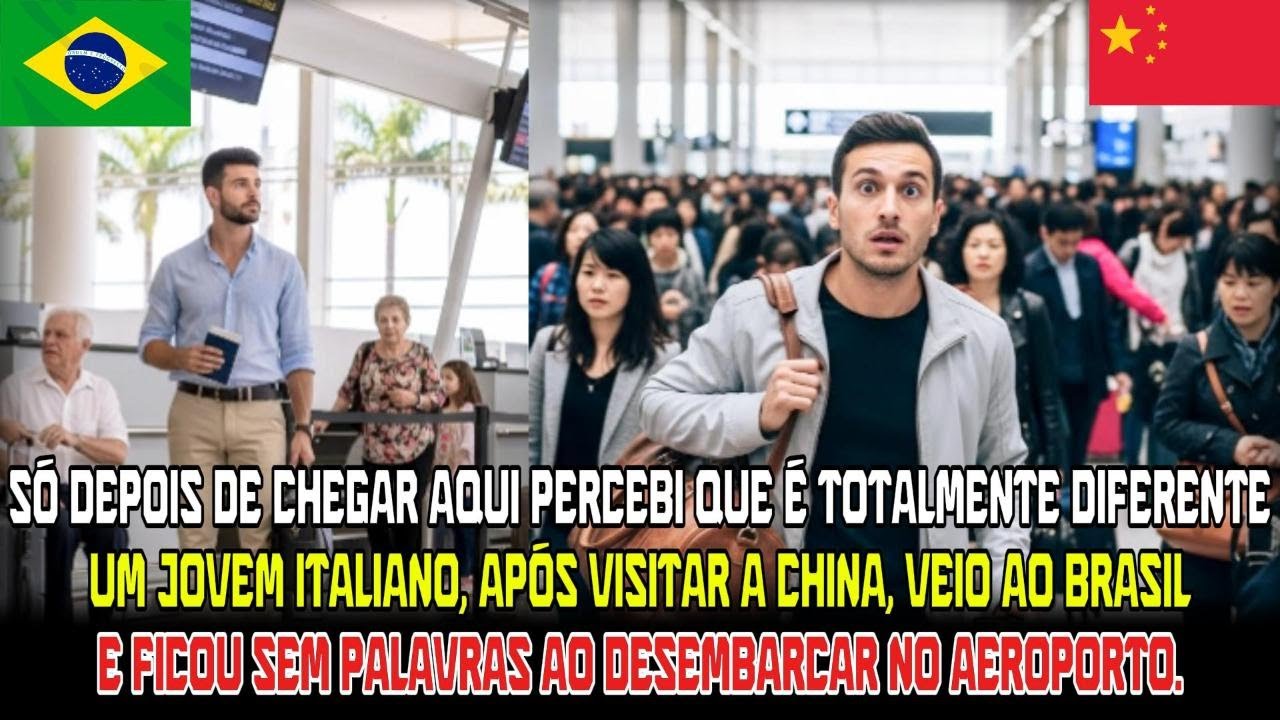 Um homem da Itália, visitando o Brasil pela primeira vez após uma viagem à China.