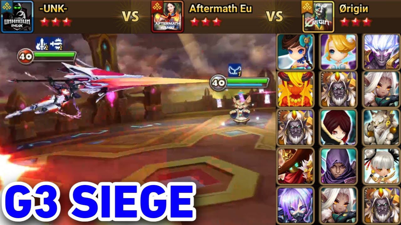 G3 Siege | -UNK- vs Aftermath Eu vs Origin | #summonerswar