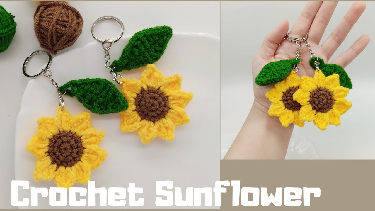 Видеоурок по вязанию брелока-подсолнуха крючком | JQ Handmade