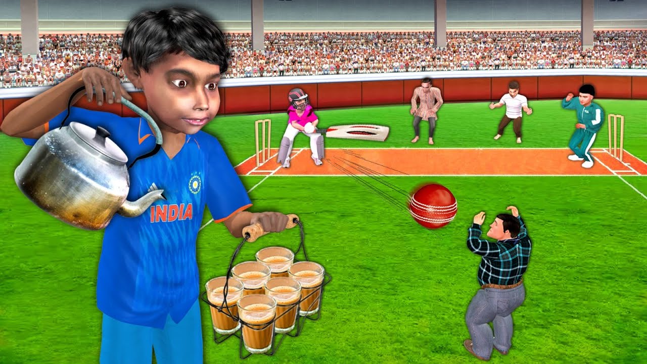 Chai Wala Cricket Fan Wearing Cricket Dress Tea Seller Hindi Kahaniya Hindi Stories Moral Stories