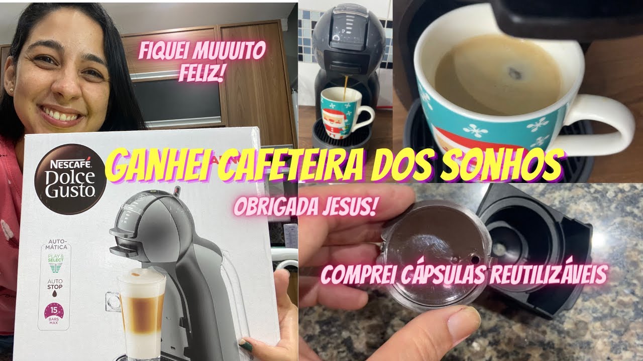 Ganhei a máquina de café que eu tanto queria| dolce gusto mimi me| comprei cápsulas reutilizáveis