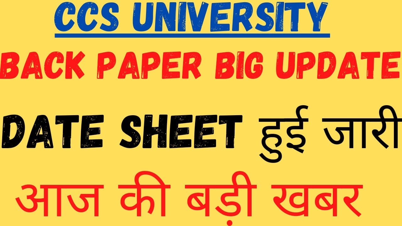 Ccs University Meerut| Back Paper Exam Date Sheet- 2022 Regular / Private| Big Update #ccsu