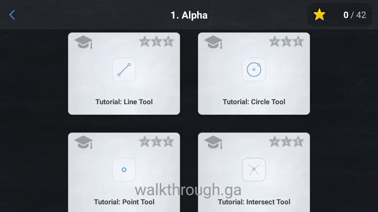 Euclidea alpha (1.1-1.7) ALL STARS walkthrough