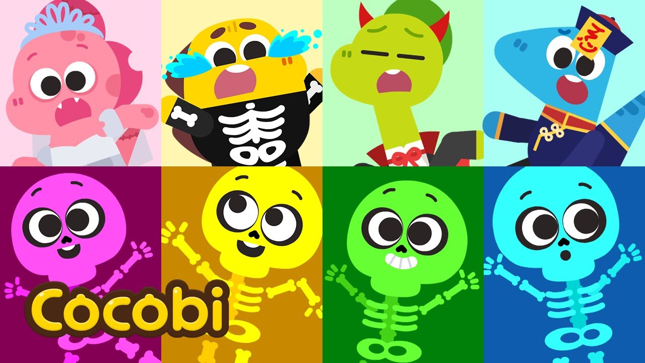 Lima Tengkorak di Bus💀🚌 | Kompilasi Lagu Halloween Anak-anak | Cocobi