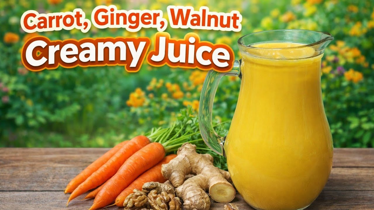 How to Make Creamy Carrot Ginger Walnut Juice | Healthy Energy Boost Drink