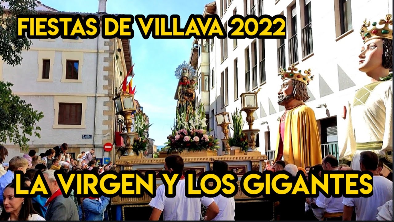 VILLAVA. Procesi&oacute;n de la Virgen del Rosario con los gigantes y kililis. Fiestas 2022