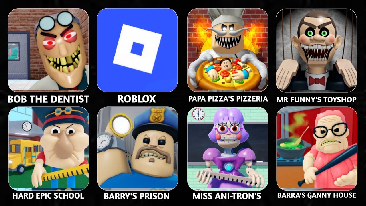 ROBLOX.MR YUMMY’S BURGER SHOP.EVIL GRANDPA’S BASEMENT.TRASH MONSTER SEWERS.MISS ANI-TRON SCHOOL!