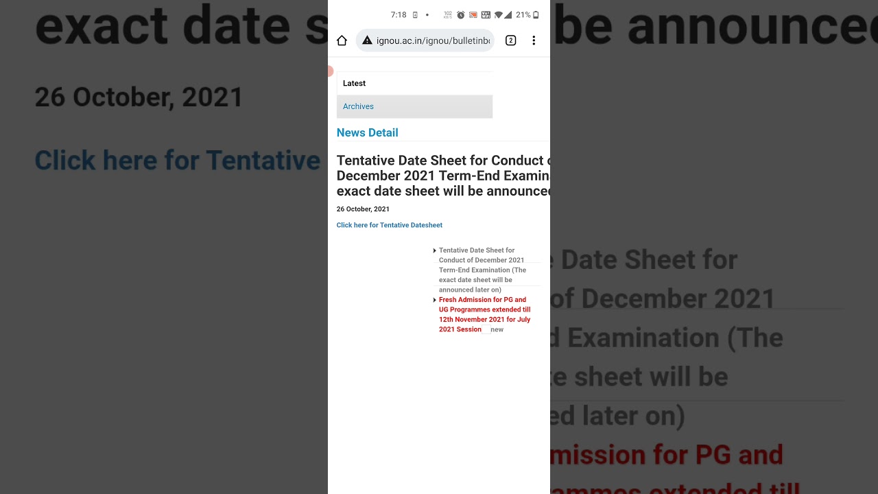 Ignou tentative datesheet jan,2022|| exam datesheet