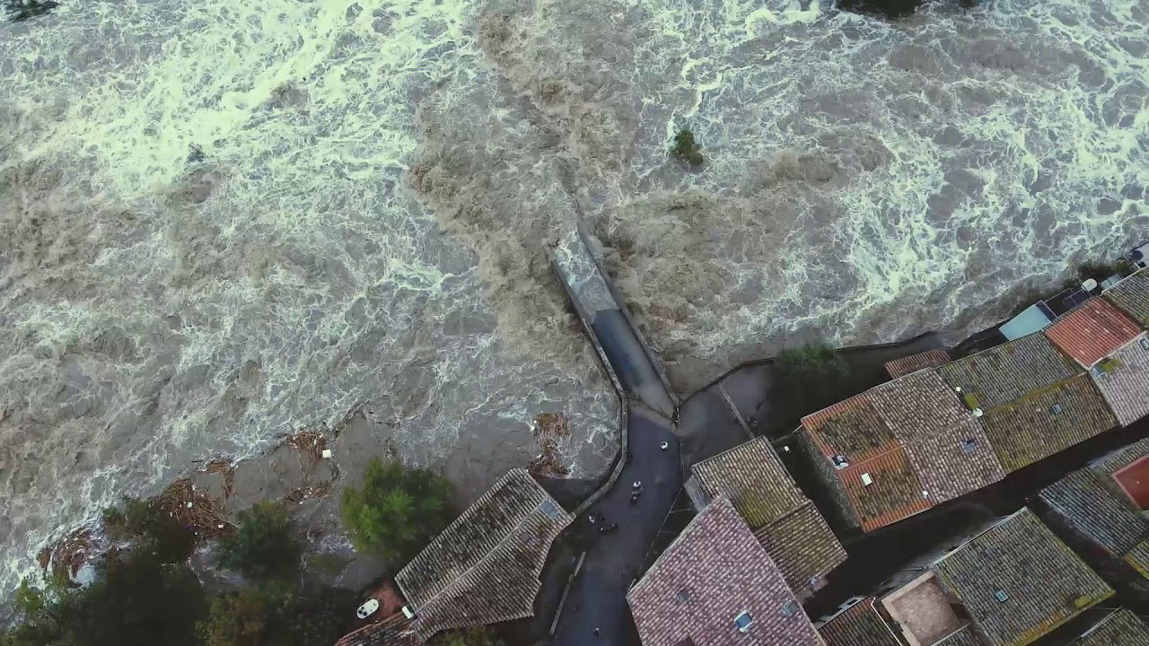 RIBAUTE EN CRUE PAR DRONE 15/10/2018 | KOMUNIWEB