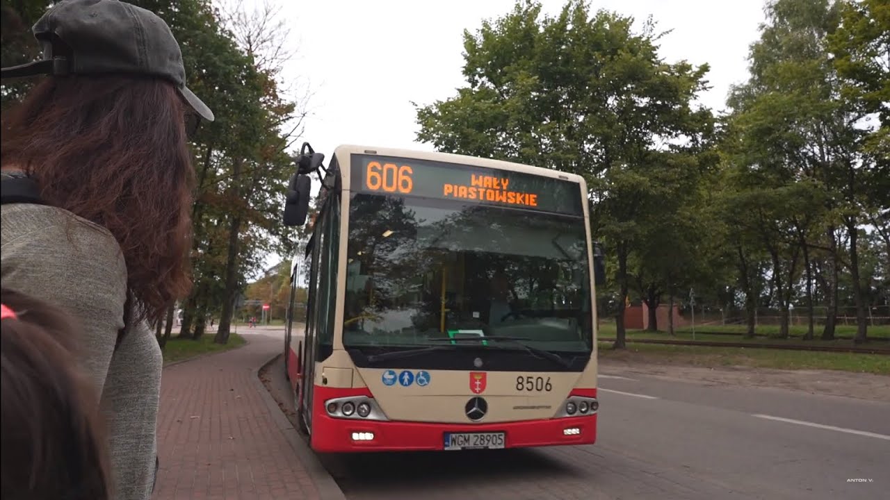 Poland, Gdańsk, bus 606 ride from Przystań Żeglugi to Dworzec Główny