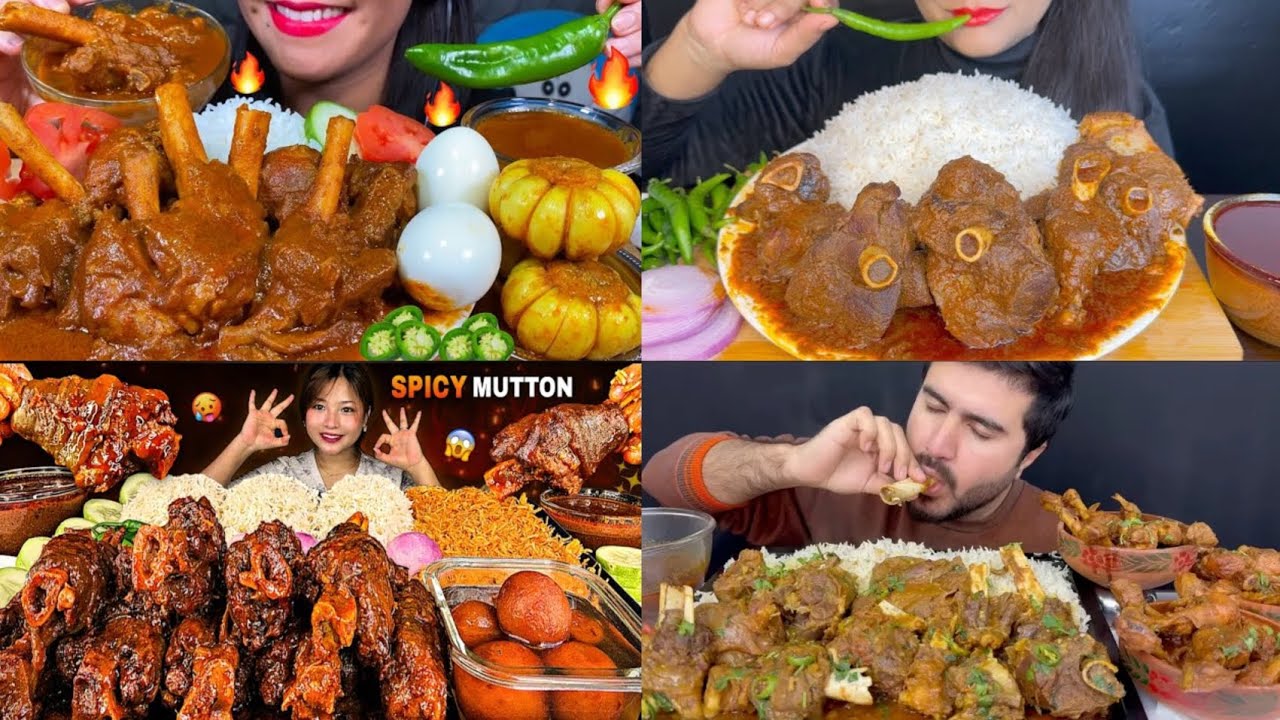 ASMR EATING LOTS OF MUTTON WITH WHITE RICE , SPICY MUTTON, EATING CHALLENGE #mukbang #asmreating 