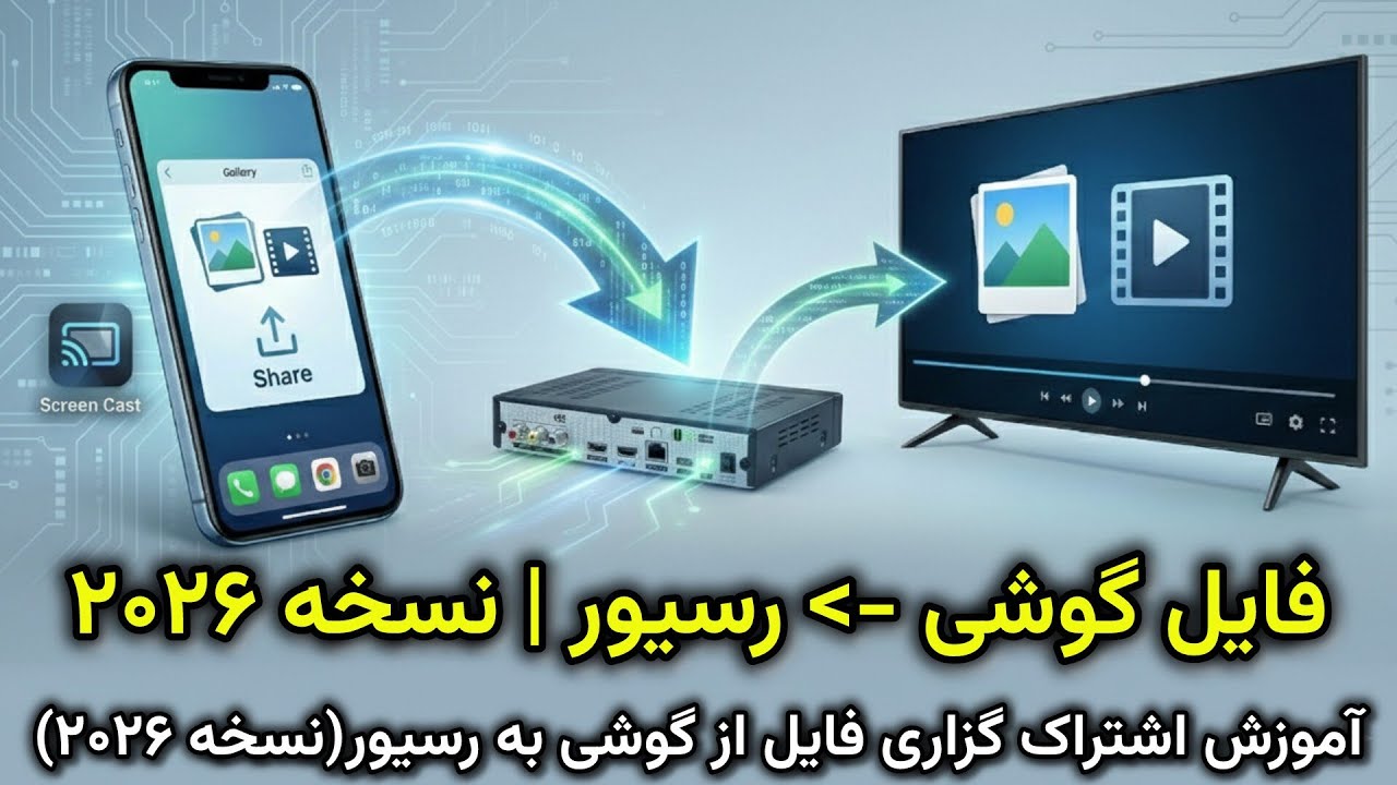 آموزش اشتراک گزاری فایل از گوشی به رسیور✔️آبدیت 2026