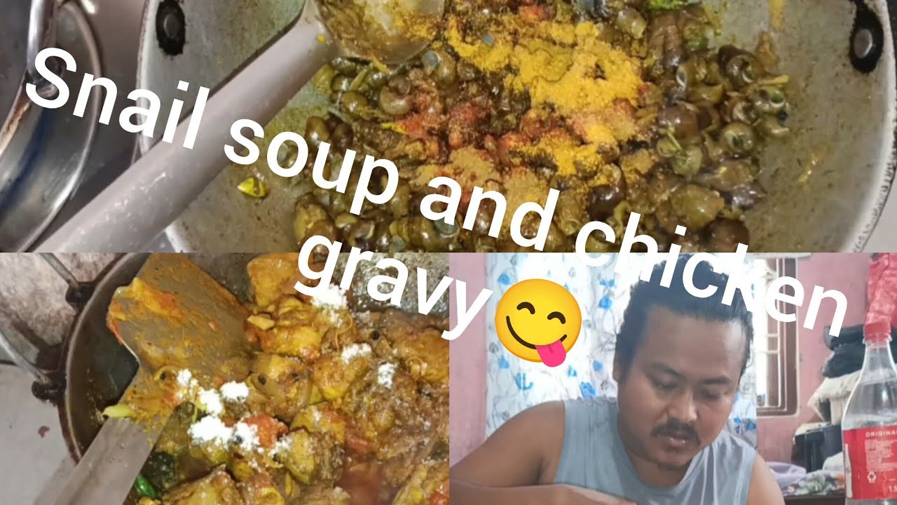 Home made recipie of snail and chicken gravy||Eating show