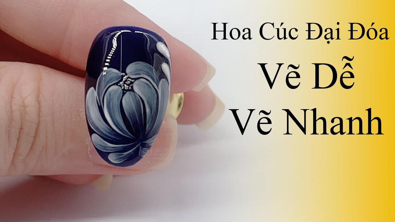 Mẫu Nail Đẹp Hoa Cúc Bằng Cọ Mini Oval