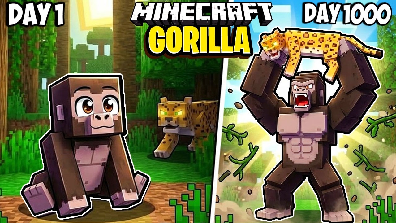 I Survived 1000 Days as a GORILLA in Minecraft