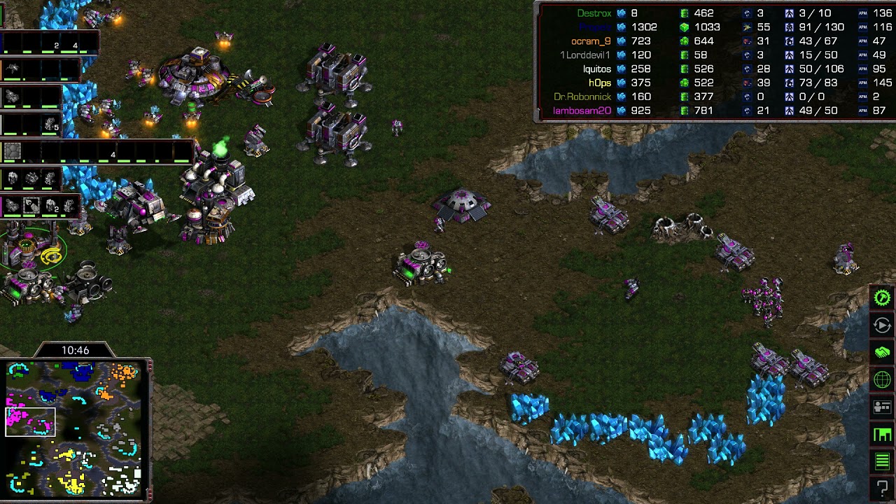Starcraft: Remastered Broodwar 8 man FFA on Big Game Hunters!