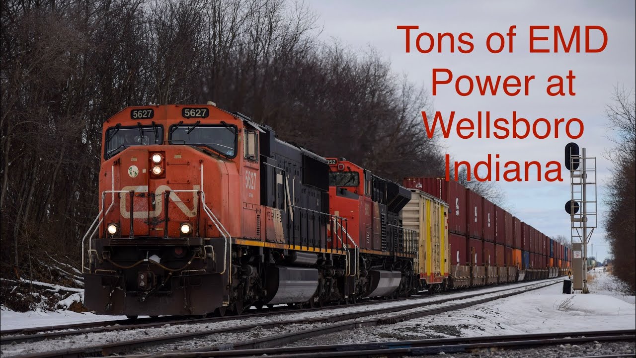 Tons of EMD Power at Wellsboro Indiana