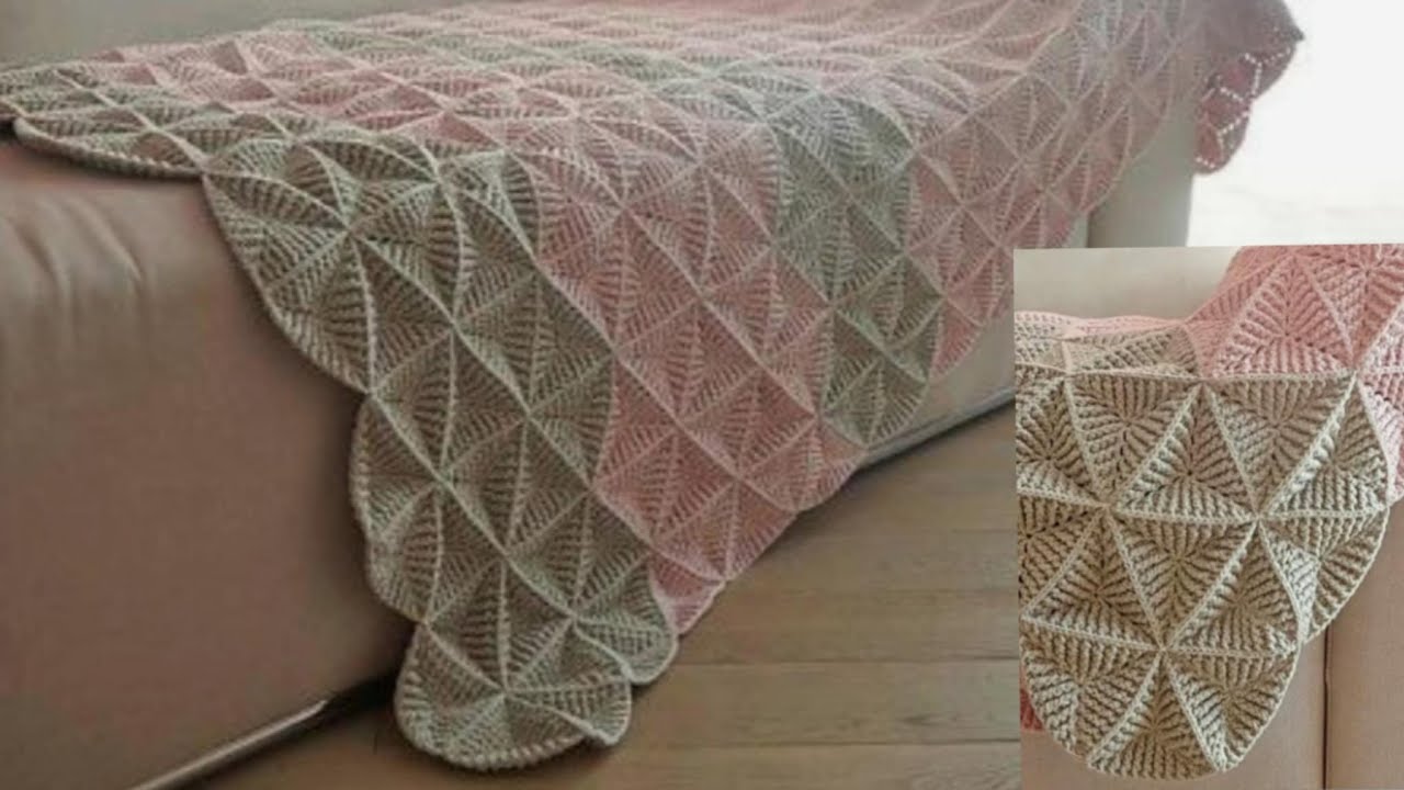 Crochet 3D Triangle Motif/White Lily Blanket/Beautiful Crochet Square for Blankets