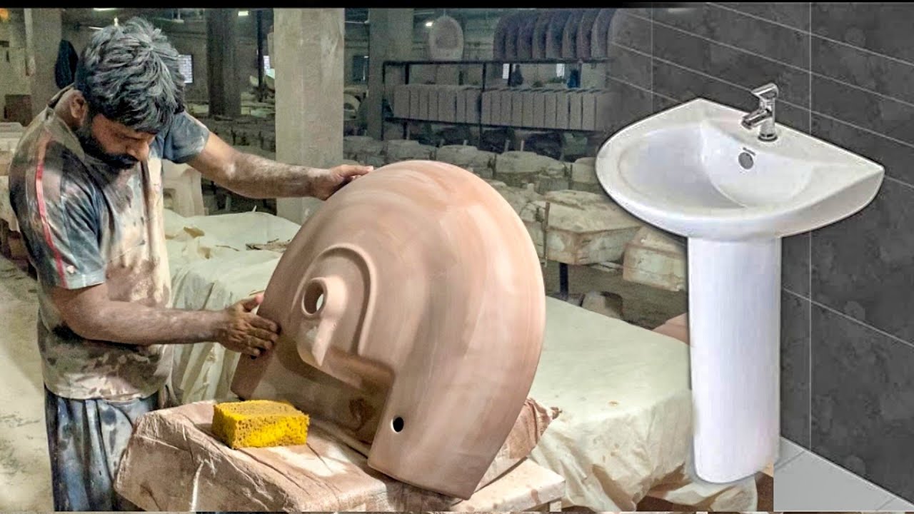 Ceramic Washbasin  Mass Production in a Factory || How Wash Basin are Made in Mega Factory