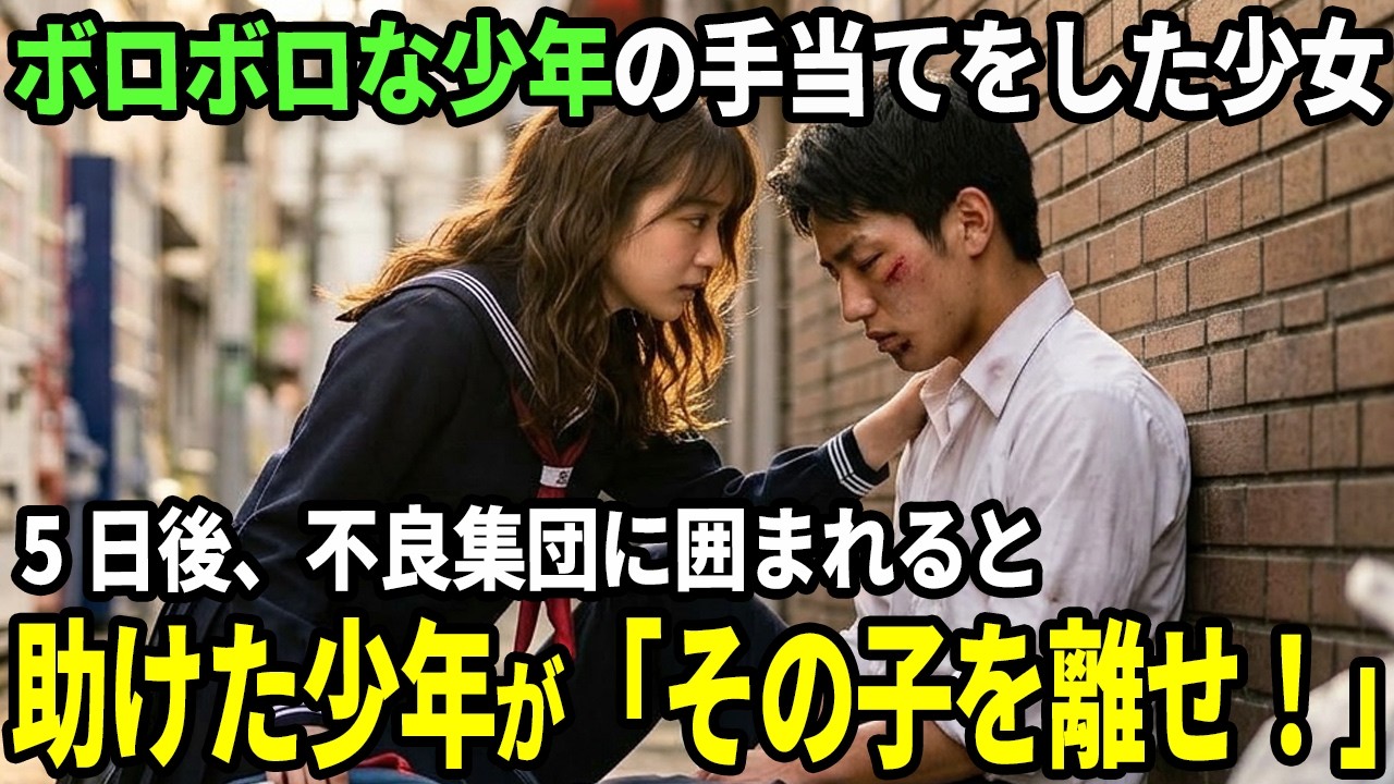 不良にボコボコにされた少年を手当てした少女→5日後、不良集団に囲まれたとき、助けた少年が現れ「その子を離せ！」