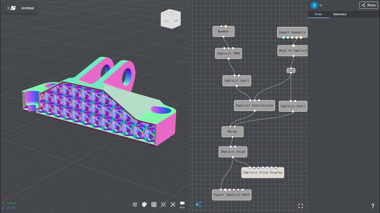Apply Shell and Infill with Implicit modeling in Nodi