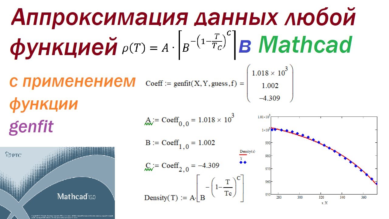 Аппроксимация данных произвольной функцией в Mathcad. Функция genfit