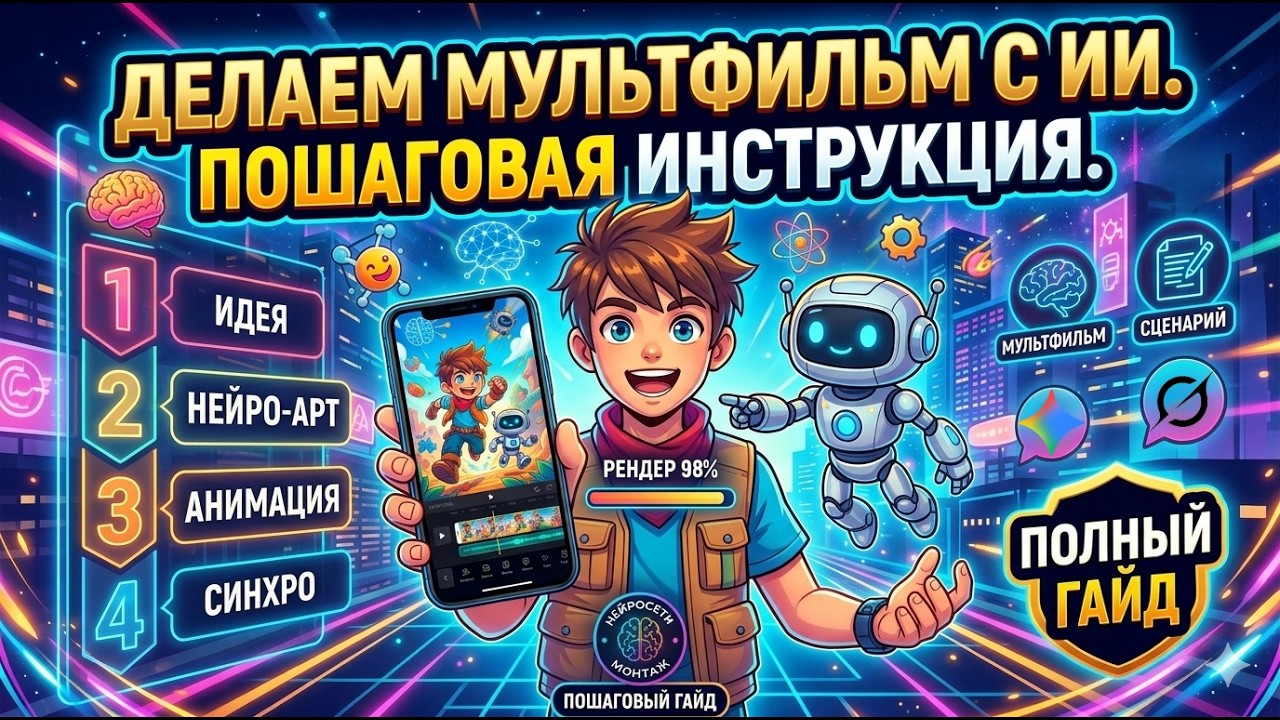 Как сделать мультфильм при помощи ИИ Пошаговая инструкция #ai #ии #нейросети #мультик