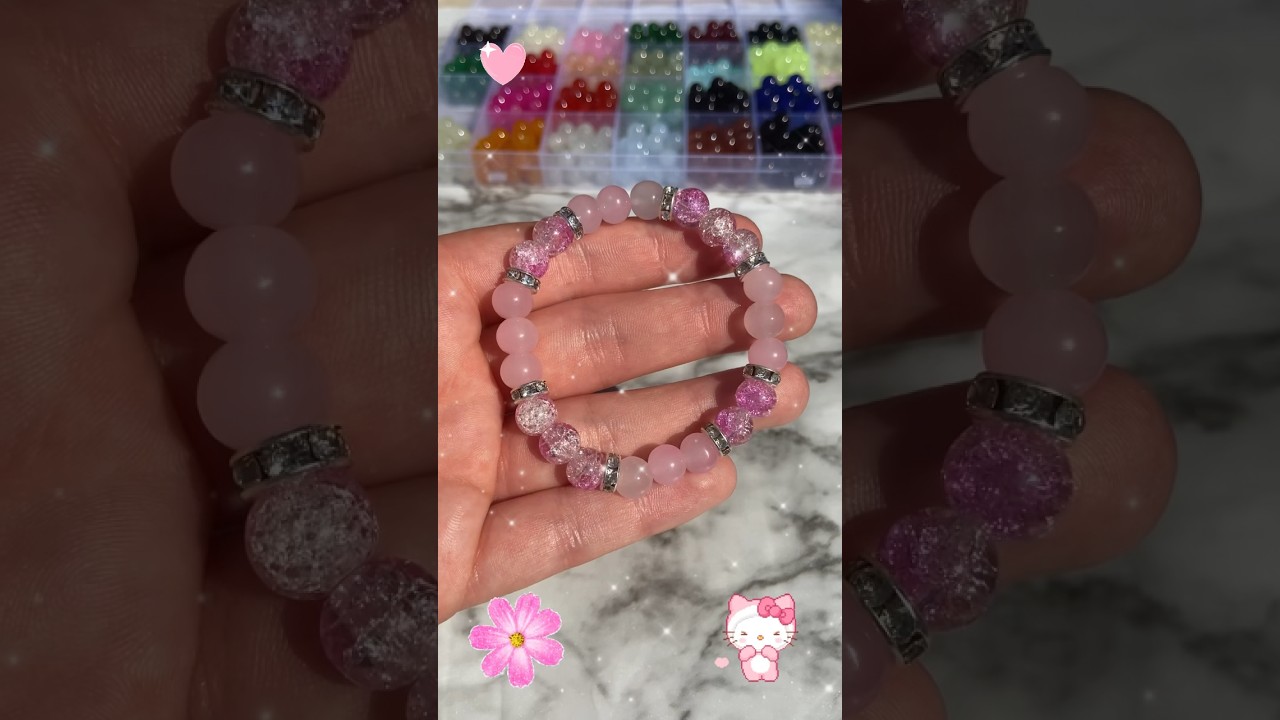 Pink bracelet! - glass bead bracelet #bracelet #beads #preppy #shorts   #viral