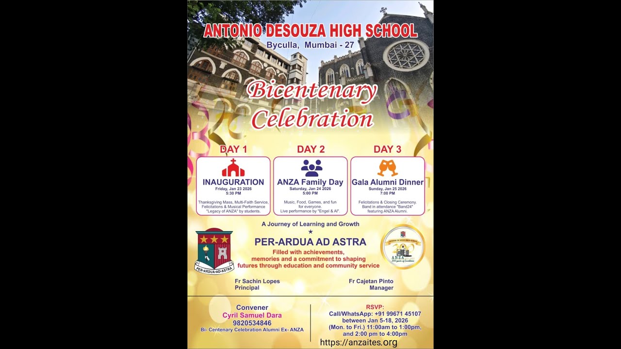 || DAY-1|| ANZA SCHOOL BYCULLA 200 YRS CELEBRATION || LIVE 23 JAN 2026 , 5.30 PM