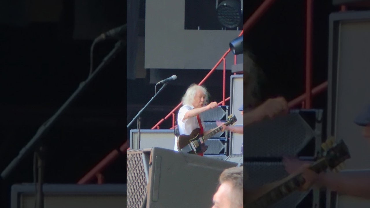 Angus Young commands the tech to crank the amp&mdash;pure rock power unleashed! ⚡🔥 #acdc #angusyoung