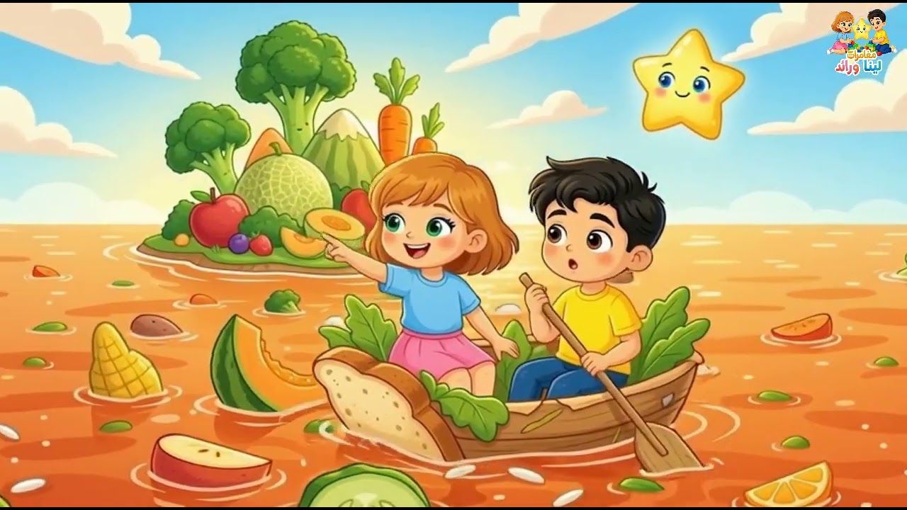 قصة جزيرة الطعام الهارب 🍎🚫 | درس مؤثر للأطفال عن آداب الطعام وعدم الإسراف! ✨