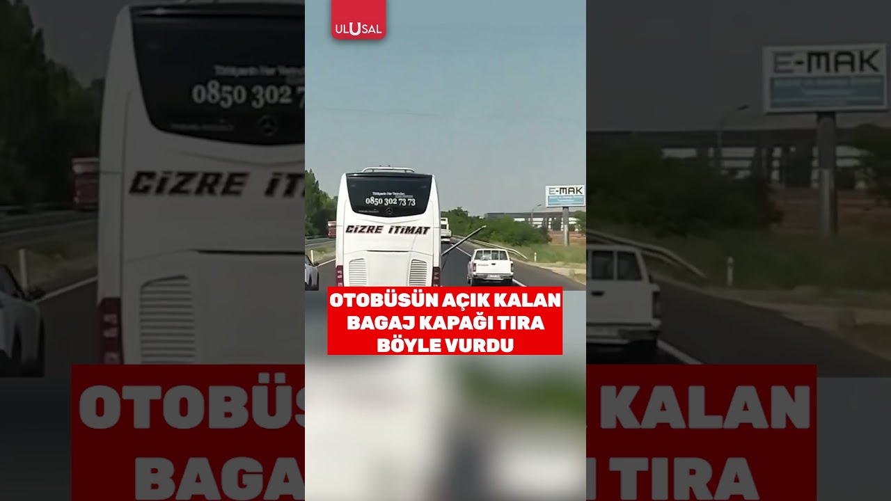 Otobüsün açık kalan bagaj kapağı tıra böyle vurdu #shorts #gündem #tır #kaza #haber