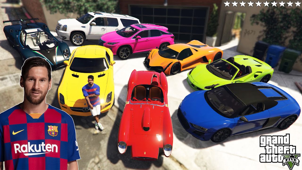 GTA 5 - Stealing Lionel Messi Luxury Cars With Franklin | (Real Life Cars #35)