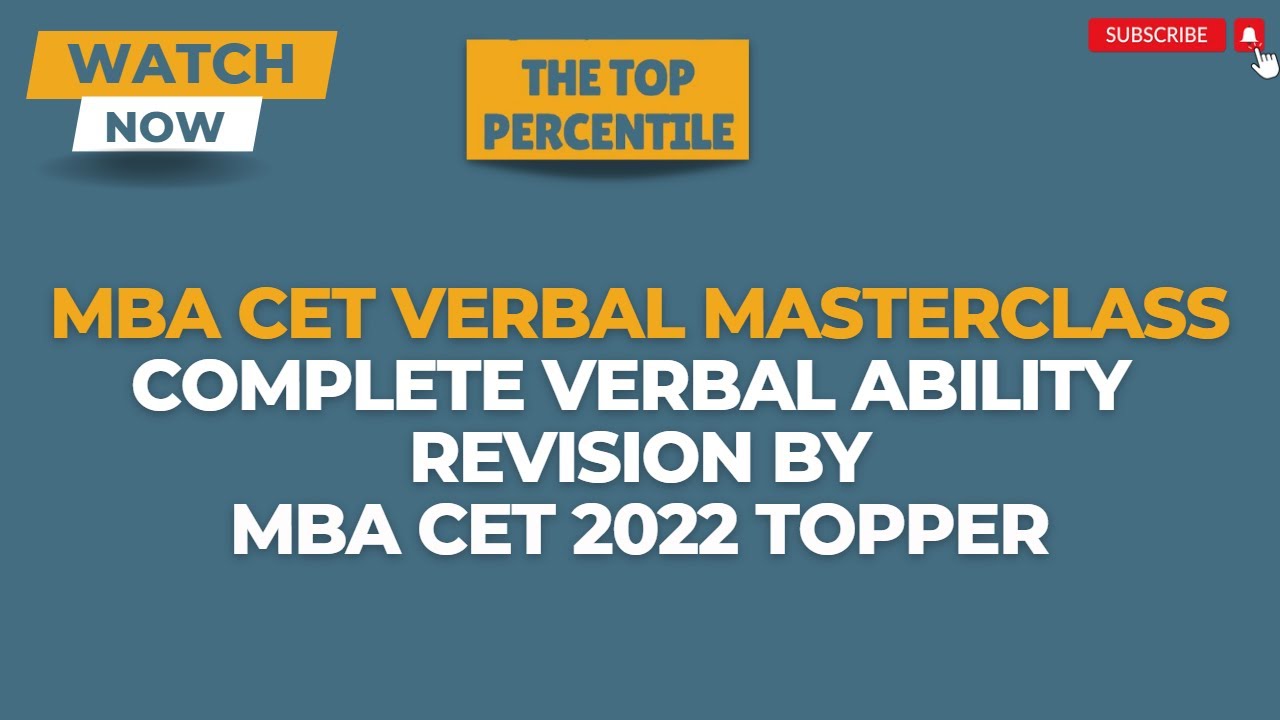 Complete Verbal Ability revision for MBA CET | VERBAL MASTERCLASS with CET Topper | JBIMS